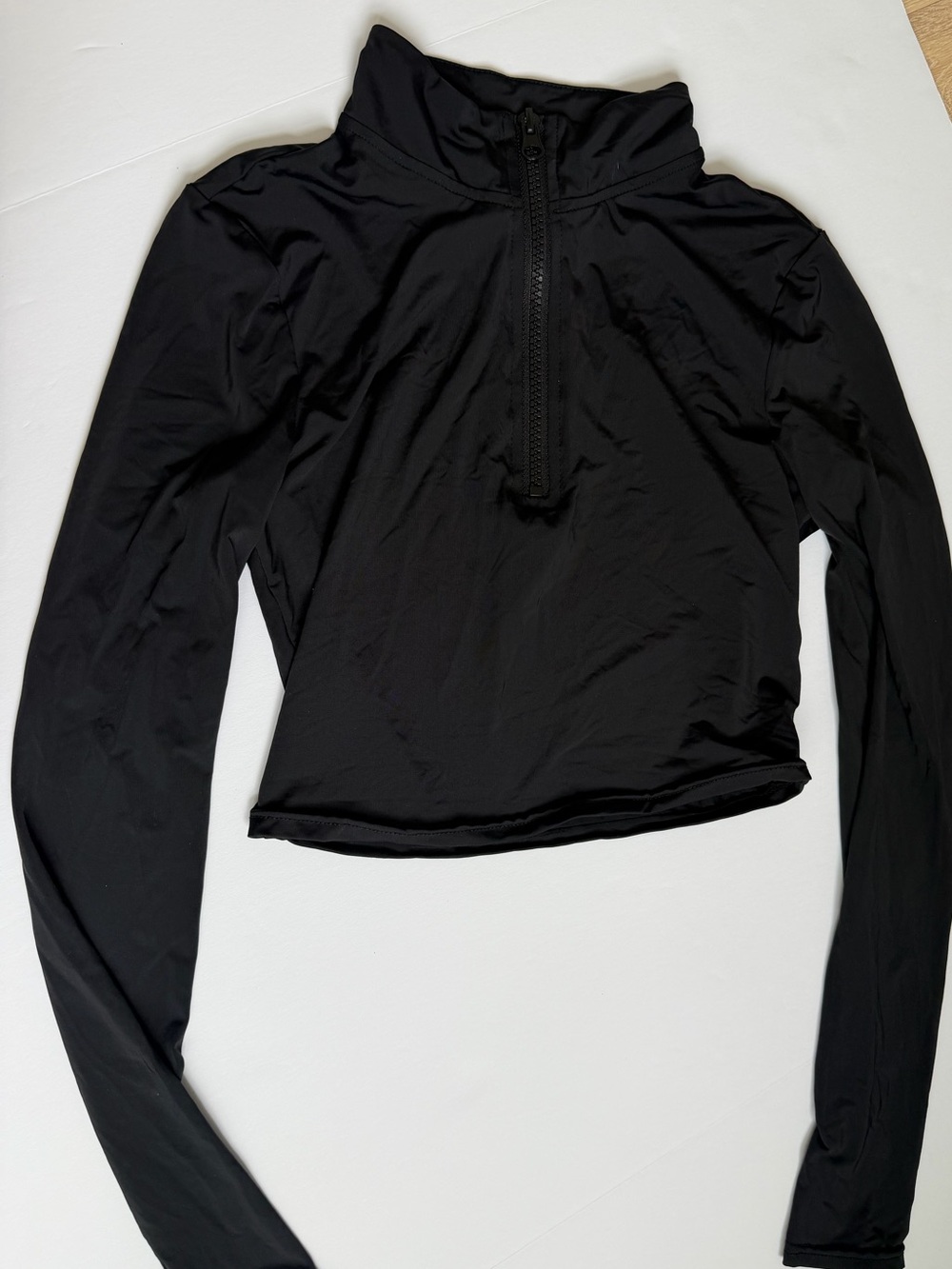 Black Women's Long-Sleeve Zip Mock Neck Top Size xs